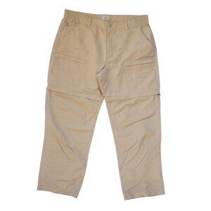 L.L.BEAN Men's L No‎ Fly convertible Pants Khaki Nylon 281130 UPF 50 Trail Hike